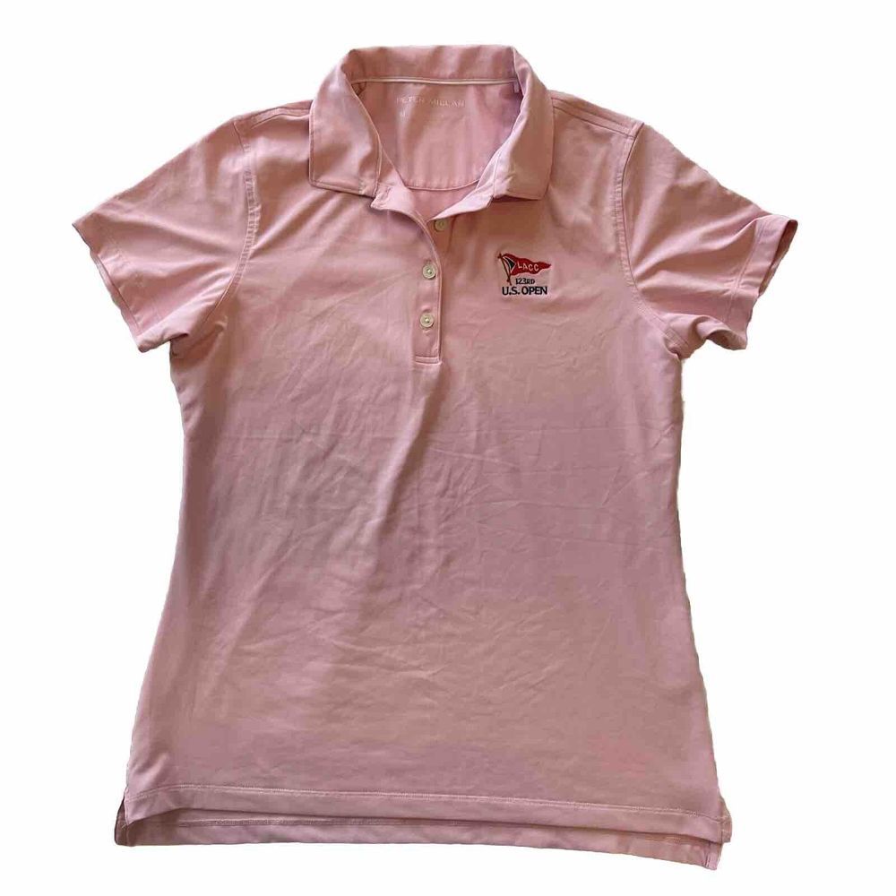 Peter Millar Women’s Golf‎ Polo LACC 123rd U.S. Open Logo Pink Sz M Active Shirt